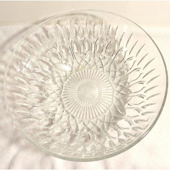 Bowl Cut/Pressed Clear Glass Pasari/Indonesia Bowl 8 inch SERVING BOWL - Picture 2 of 8